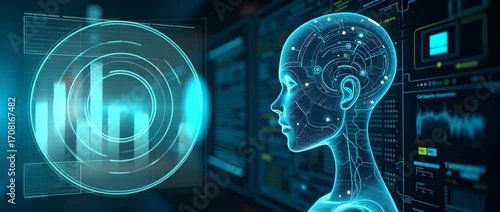 Refined visual narrative showcasing agentic AI systems operating with self regulating decision protocols and advanced machine reasoning in futuristic settings in  Photo Stock  Concept  and empty space