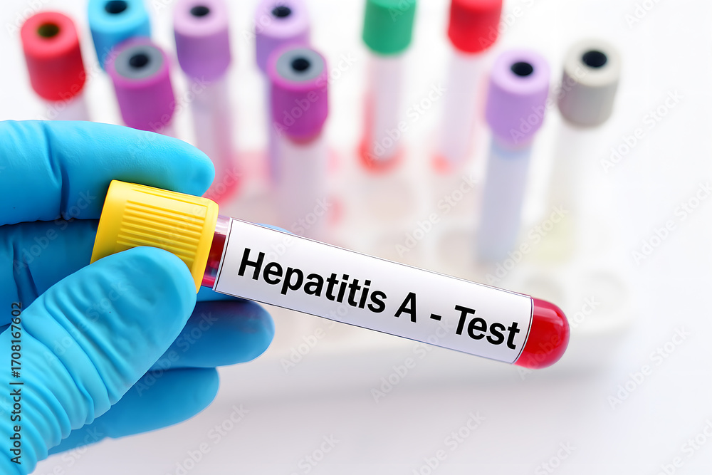 Obraz premium Hepatitis A Test Blood Sample Vial with Medical Examination Laboratory Diagnostics, Healthcare, and Virus Screening