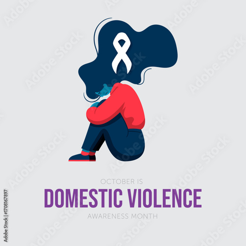 Domestic Violence Awareness Ribbon Illustration – October Support Graphic