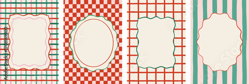 Christmas frames, backgrounds. Hand drawn Christmas background set, cards, banners, prints with patterns and frames. Vector art and illustration