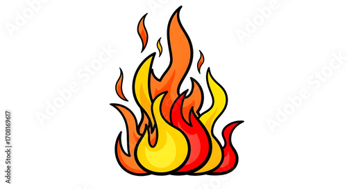 Cartoon Fire Flames Illustration Isolated on White Background