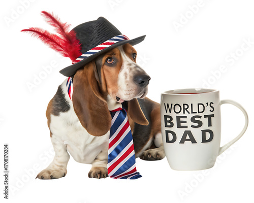 Basset Hound celebrates Fathers Day with mug