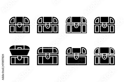 silhouette of treasure pirate wealth gold chests  