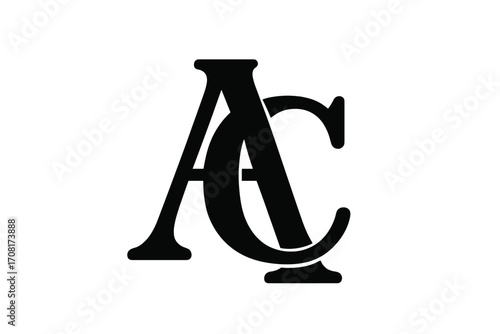 Elegant letter A C monogram serif logo design, classic vintage style vector illustration with transparent background, sophisticated initials icon for branding and identity
