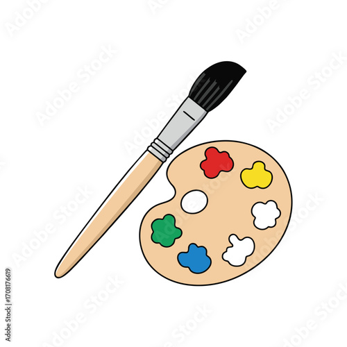 Simple vector of a paintbrush and palette
