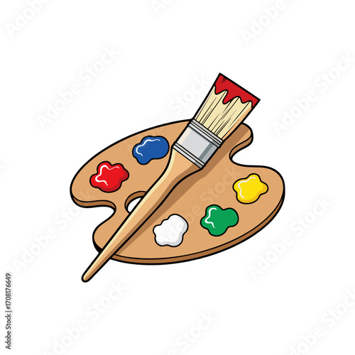 Simple vector of a paintbrush and palette
