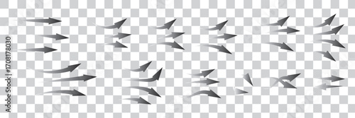 Air flow arrow. Set of blue arrow showing wind air flow. Vector set of air flow arrows. Blue air flow arrows showing wind circulation and ventilation.