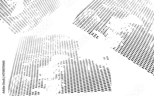 Abstract dots background. Monochrome grunge texture. Pop Art comic pattern.Glitch distorted grungy isolated layers 