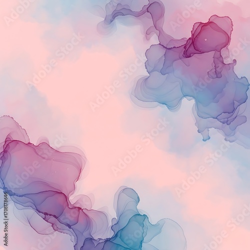 Delicate, swirling shapes of translucent colors create a serene and elegant abstract design.