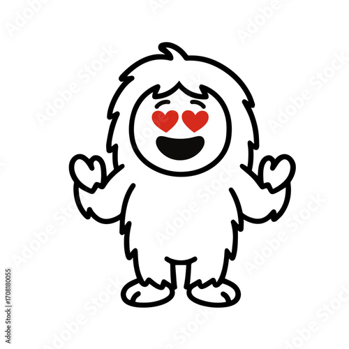 character emotion yeti love vector on white background Vector icon character with emotion