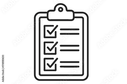 Checklist on clipboard linear icon. To do list with check marks. Task management concept. Completed tasks, project management, survey, schedule, planning, report, document.