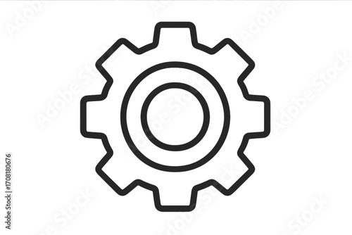 Gear icon. Cogwheel symbol for settings and options. Vector illustration in a simple outline style. Mechanical engineering or industrial process concept. Configuration sign.