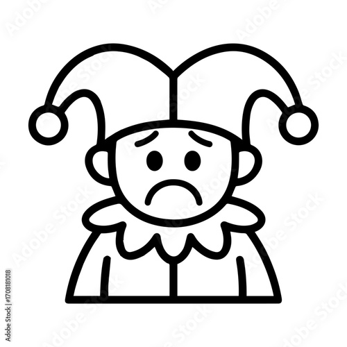 character emotion jester sadness vector on white background Vector icon character with emotion