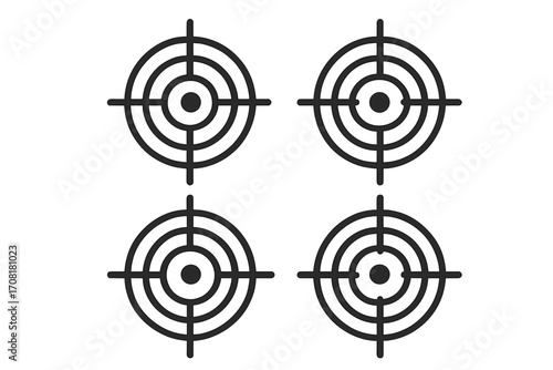 Pixel style information icons set, abstract think symbol, cartoon vector illustration with transparent background, ordered targets collection, digital info graphic, modern minimal design