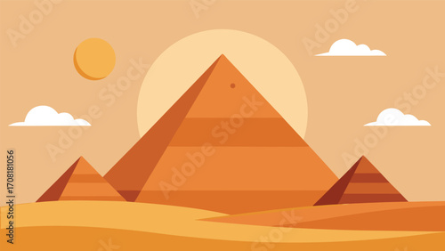 Grand egyptian pyramid and sand dunes vector illustration scalable eps