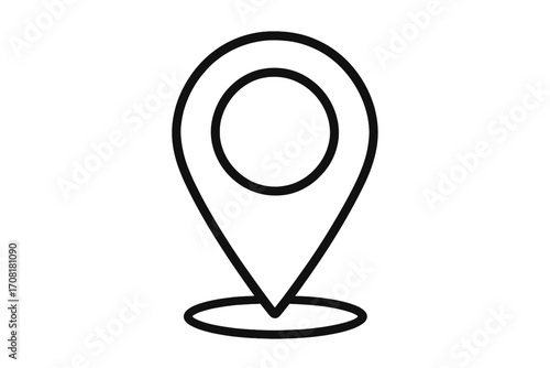 Location pin icon for meeting place, communication marker, GPS navigation symbol, linear vector illustration, wayfinding, cartoon style, transparent background, team gathering, business organization
