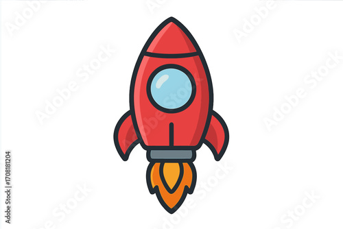 Cartoon rocket icon, launch spaceship symbol, space flight, vector illustration with transparent background, futuristic technology, startup concept, modern design, isolated clipart