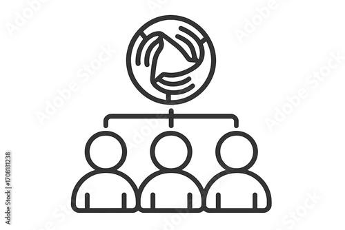 Communication symbol smartphone icon network. Linear style vector illustration transparent background. Digital device, social media, connection, teamwork. Organized people sharing, mobile interaction.