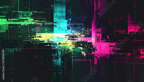 Abstract graphic design featuring interconnected dots, viewed from a digital perspective in a futuristic environment