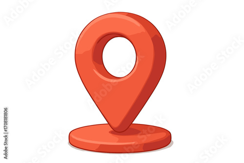 3D Red Map Pin Location Marker Navigation Symbol for GPS Directions, Delivery Services, Travel Guide, Vector Cartoon Illustration, Modern Geolocation Pointer Icon, Transparent Background