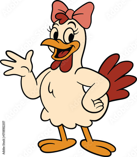 retro chicken mascot vector illustration
