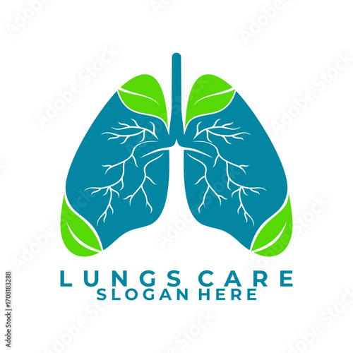 Nature healthy lungs logo design vector. Lungs medical solutions logo design