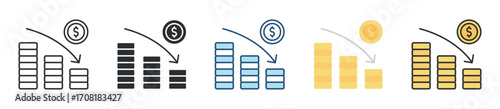 Low Sales Icon Set Multiple Style Collection