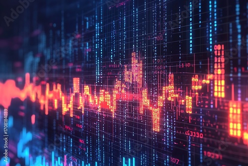 Wallpaper Mural Futuristic stock analysis graph high resolution picture Torontodigital.ca