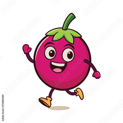 Cute Mango Steen Character Running