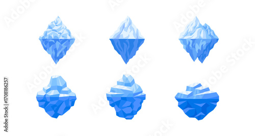 Collection of icebergs in geometric design with underwater views