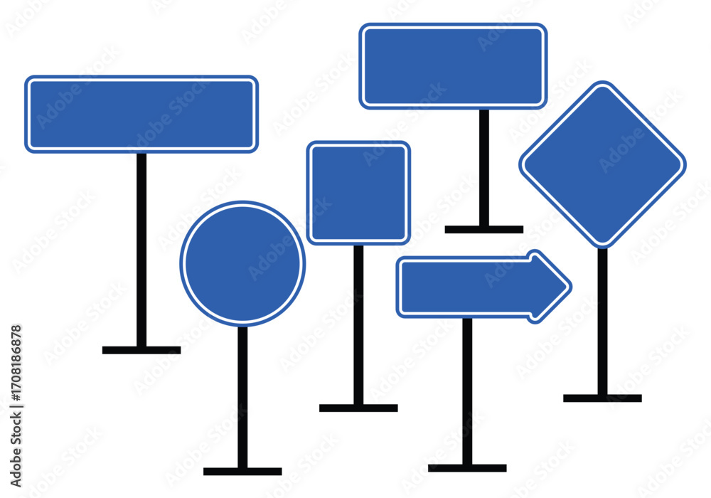 Fototapeta premium Vector art of collection of blue road signs