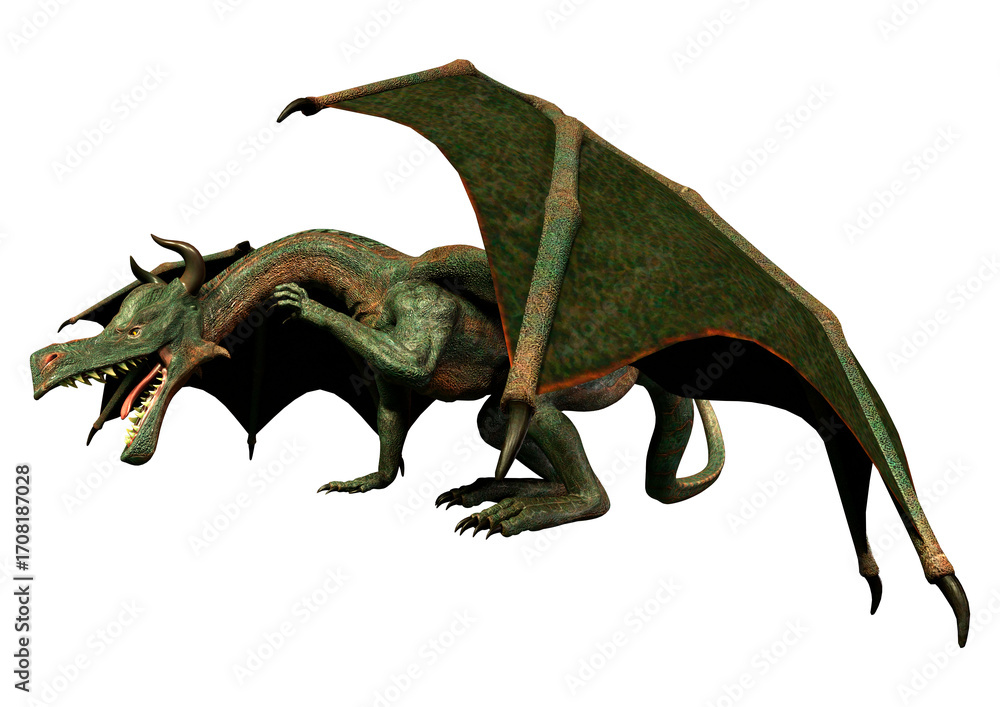 Fototapeta premium 3D Rendering Fairy Tale Dragon on White