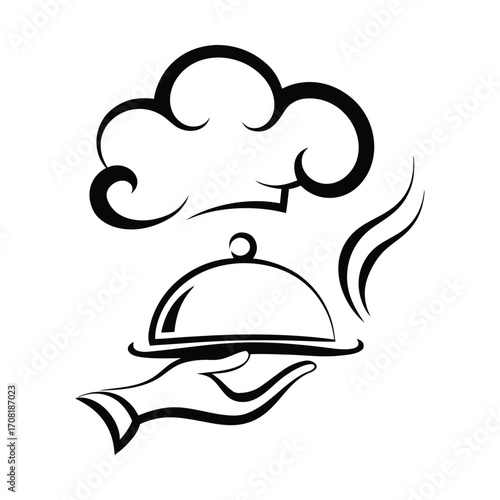 Chef's Hat and Serving Dish Icon