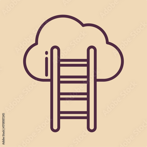 Cloud ladder symbol artwork trendy useful vector Illustration design fascinating colorful background