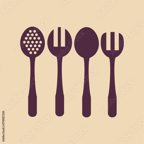 Forks and spoons symbol artwork trendy useful vector Illustration design fascinating colorful background