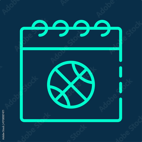 Basketball calendar symbol artwork trendy useful vector Illustration design aesthetic colorful background