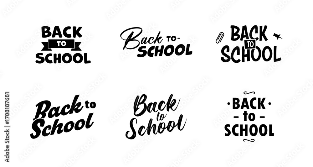 Fototapeta premium Back to school typography set: creative styles and designs for educational themes