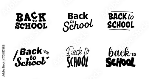 Back to school typography set: creative variations in bold and script fonts