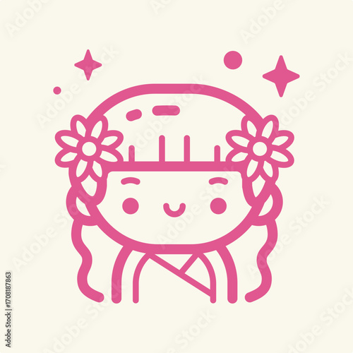 Little girl symbol artwork trendy useful vector Illustration design flawless colorful background