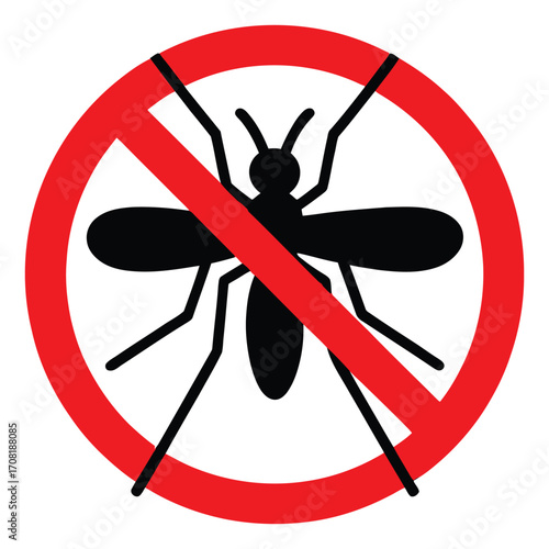 No mosquitoes allowed sign with insect silhouette