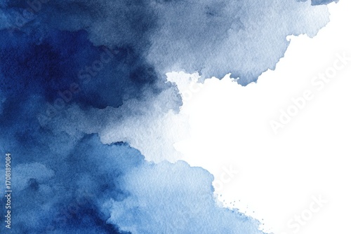 Abstract navy blue watercolor brush stroke flow background wallpaper. Vertical color wash backdrop with copy space