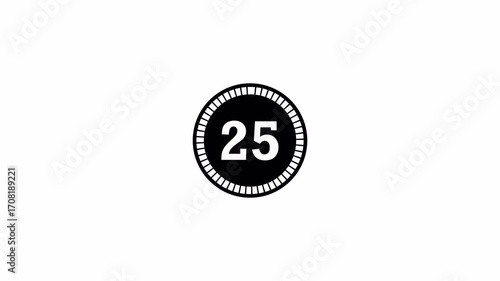  30-seconds simple countdown timer animation, Countdown timer from 30 second countdown time. of countdown animation isolated on transparent background with alpha channel.