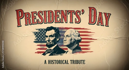 Presidents day historical tribute with abraham lincoln and george washington