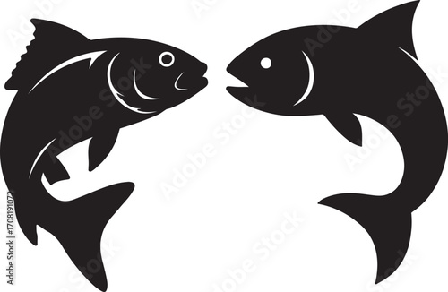Two fish facing each other silhouette.