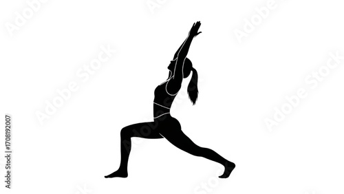 Vector Illustration of Woman Silhouette Stretching Yoga Pose on White Background AI EPS PNG