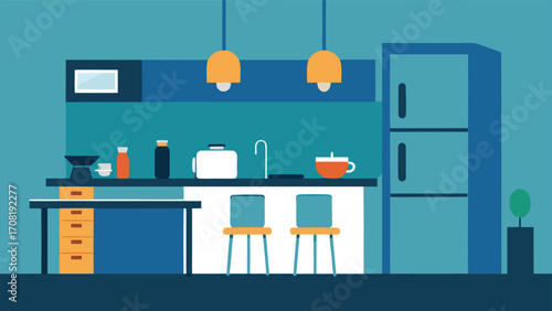 Minimalist modern kitchen vector illustration sleek appliances clean design scalable eps