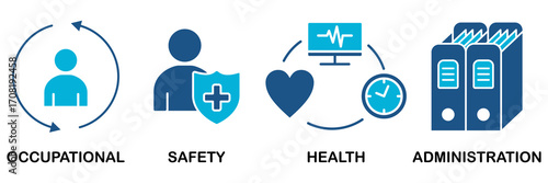 OSHA banner web icon vector illustration concept for occupational safety and health administration with an icon of worker, protection, healthcare, and procedure