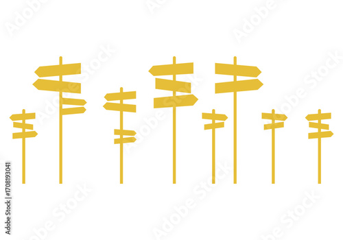 Vector art of collection of yellow directional signs