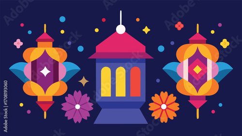 Vibrant modern ramadan lanterns festive islamic celebration illustration for graphic design