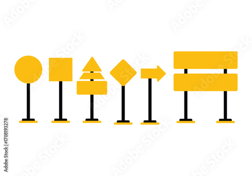 Vector art of assorted yellow shape signs
